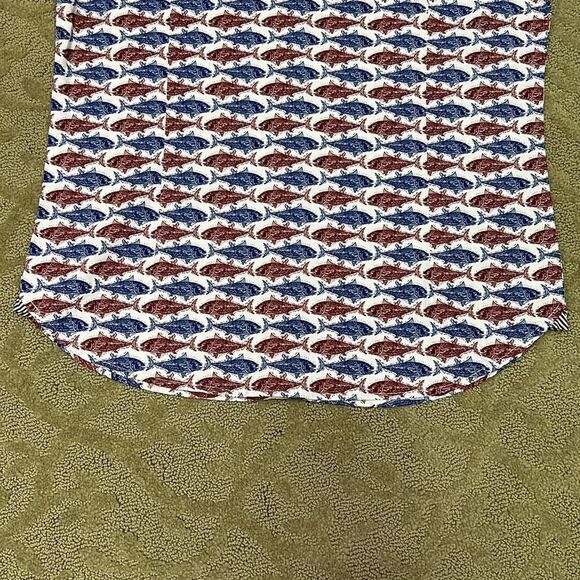 ZipCode S Red & Blue Fish Short Sleeve Button Down Shirt w Pocket for Summer Fun - Picture 10 of 11